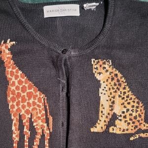Marisa Christina Black Sweater with Animal Design